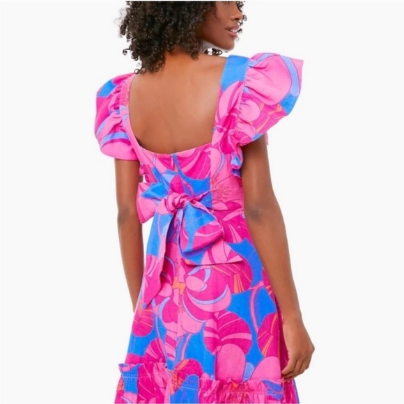 Tuckernuck Cameran Eubanks Wild Azalea Edisto Dress Pink Blue Ruffle - Picture 4 of 12